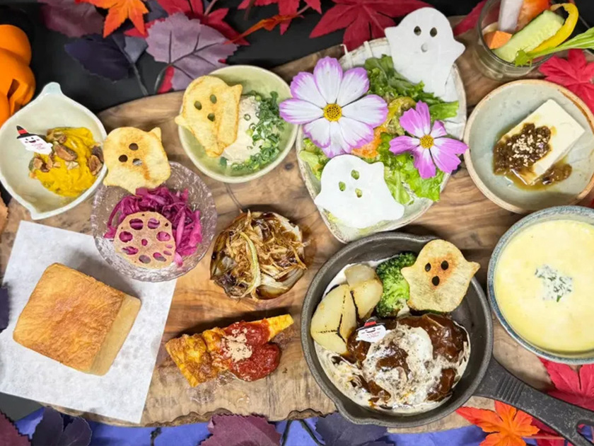 里山ごはん食堂 「里山農園プレート ハンバーグ ハロウィン仕様」